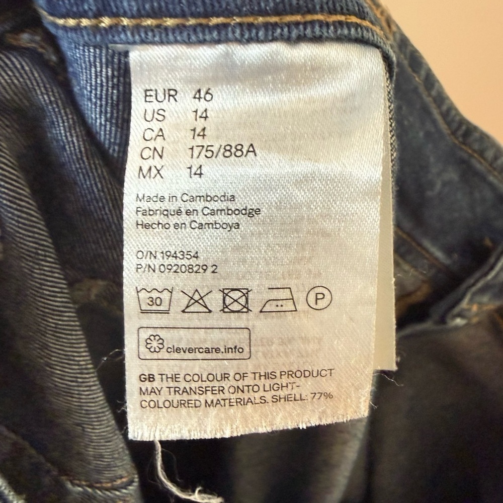 H&M Retro High Waisted Dark Wash Wide Leg Comfy Stretch Patch Pocket Jeans - Picture 7 of 8